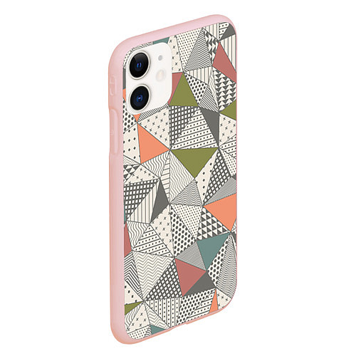 Чехол iPhone 11 матовый Геометрия / 3D-Светло-розовый – фото 2