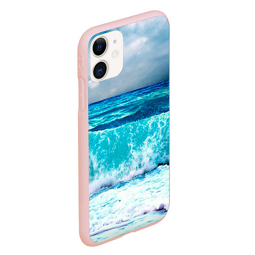 Чехол iPhone 11 матовый Волны / 3D-Светло-розовый – фото 2