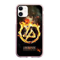 Чехол iPhone 11 матовый Linkin Park: Burning the skies, цвет: 3D-светло-розовый