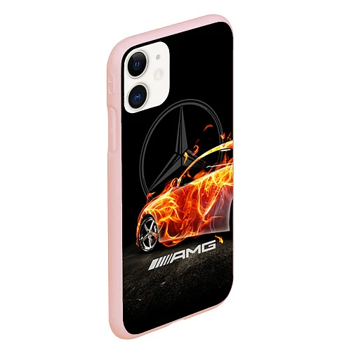 Чехол iPhone 11 матовый Mercedes / 3D-Светло-розовый – фото 2