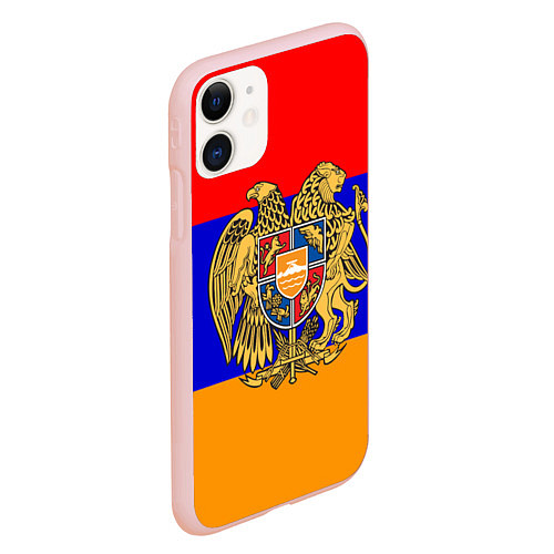 Чехол iPhone 11 матовый Герб и флаг Армении / 3D-Светло-розовый – фото 2