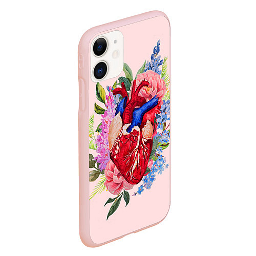 Чехол iPhone 11 матовый Цветочное сердце / 3D-Светло-розовый – фото 2