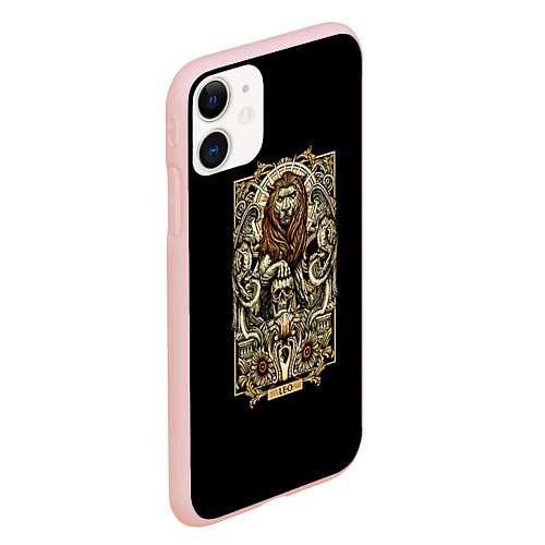 Чехол iPhone 11 матовый Лев / 3D-Светло-розовый – фото 2
