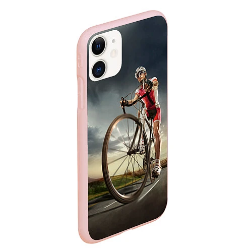 Чехол iPhone 11 матовый Велогонщик / 3D-Светло-розовый – фото 2