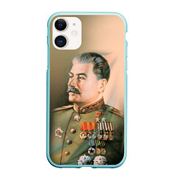 Чехол iPhone 11 матовый Иосиф Сталин, цвет: 3D-мятный