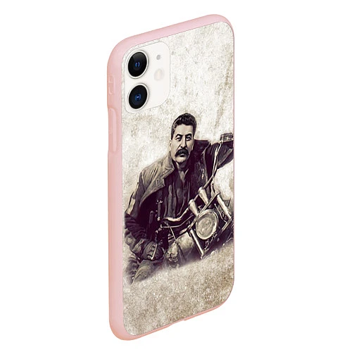 Чехол iPhone 11 матовый Сталин байкер / 3D-Светло-розовый – фото 2