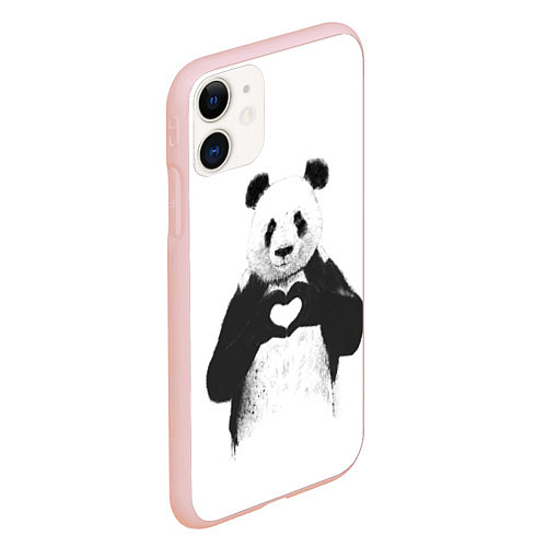 Чехол iPhone 11 матовый Panda Love / 3D-Светло-розовый – фото 2