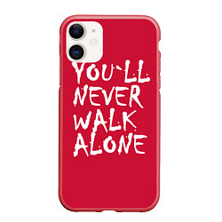 Чехол iPhone 11 матовый You'll never walk alone цвета 3D-красный — фото 1