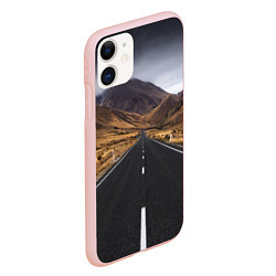 Чехол iPhone 11 матовый Пейзаж горная трасса, цвет: 3D-светло-розовый — фото 2