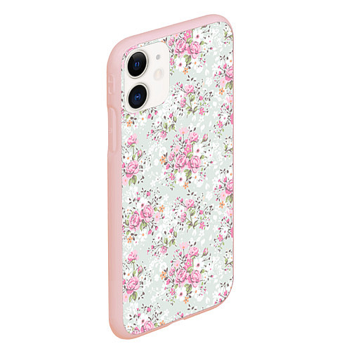 Чехол iPhone 11 матовый Flower pattern / 3D-Светло-розовый – фото 2