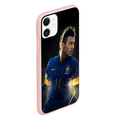 Чехол iPhone 11 матовый Neymar: Brasil Team / 3D-Светло-розовый – фото 2