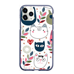 Чехол iPhone 11 Pro матовый Funny cats, цвет: 3D-серый