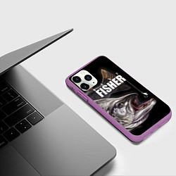 Чехол iPhone 11 Pro матовый Лучший рыбак, цвет: 3D-фиолетовый — фото 2