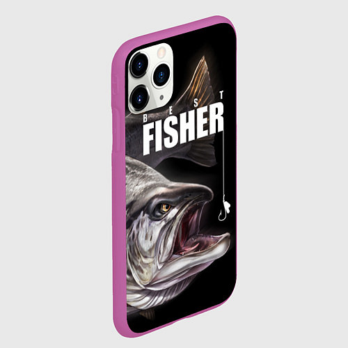 Чехол iPhone 11 Pro матовый Лучший рыбак / 3D-Фиолетовый – фото 2