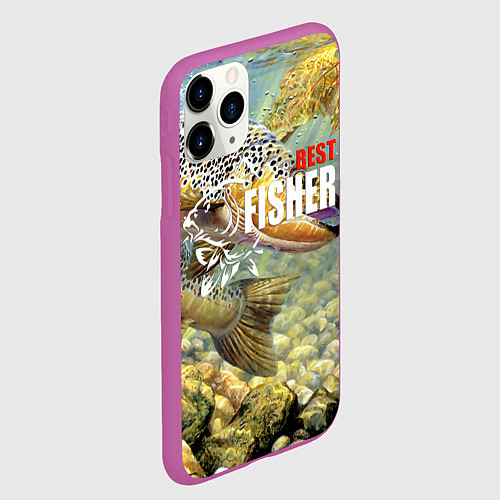 Чехол iPhone 11 Pro матовый Лучший рыбак - осетр / 3D-Фиолетовый – фото 2