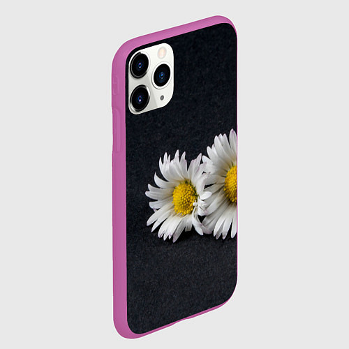 Чехол iPhone 11 Pro матовый Полевые ромашки / 3D-Фиолетовый – фото 2