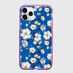 Чехол iPhone 11 Pro матовый Цветы ретро 5, цвет: 3D-фиолетовый