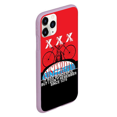 Чехол iPhone 11 Pro матовый Amsterdam t-shirt / 3D-Сиреневый – фото 2