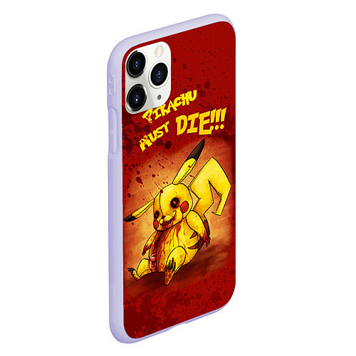 Чехол iPhone 11 Pro матовый Pikachu must die! / 3D-Светло-сиреневый – фото 2