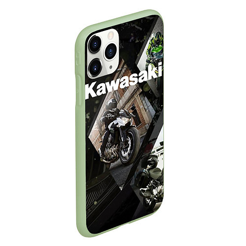 Чехол iPhone 11 Pro матовый Kawasaky / 3D-Салатовый – фото 2