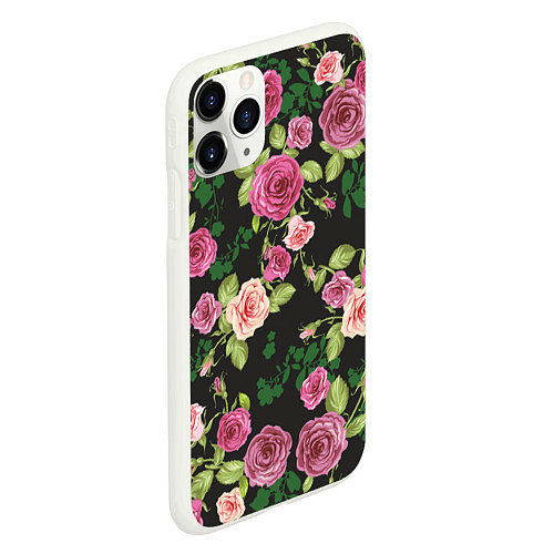Чехол iPhone 11 Pro матовый Кусты из роз / 3D-Белый – фото 2