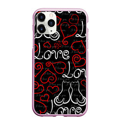 Чехол iPhone 11 Pro матовый Meow Love, цвет: 3D-розовый