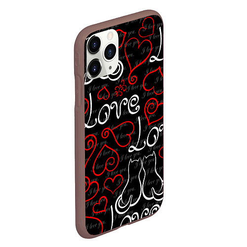 Чехол iPhone 11 Pro матовый Meow Love / 3D-Коричневый – фото 2