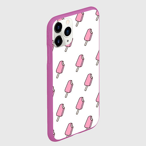 Чехол iPhone 11 Pro матовый Мороженое розовое / 3D-Фиолетовый – фото 2
