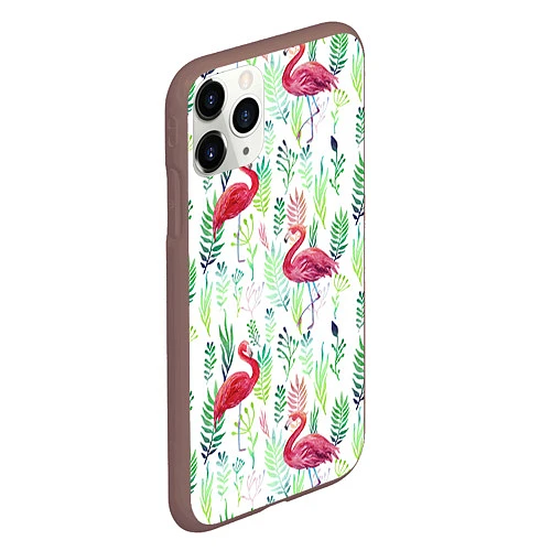 Чехол iPhone 11 Pro матовый Цветы и бабочки 2 / 3D-Коричневый – фото 2