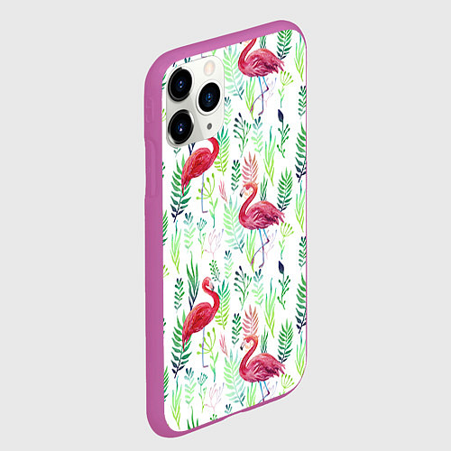 Чехол iPhone 11 Pro матовый Цветы и бабочки 2 / 3D-Фиолетовый – фото 2