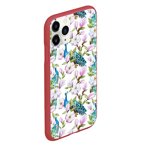 Чехол iPhone 11 Pro матовый Цветы и бабочки 6 / 3D-Красный – фото 2