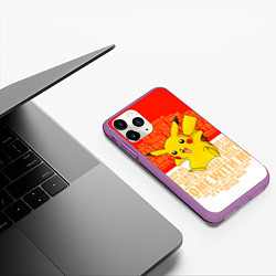 Чехол iPhone 11 Pro матовый Pikachu, цвет: 3D-фиолетовый — фото 2