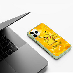 Чехол iPhone 11 Pro матовый Pikachu, цвет: 3D-салатовый — фото 2
