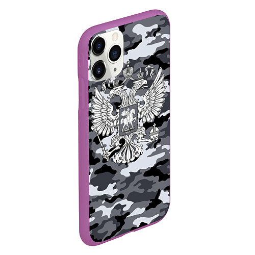 Чехол iPhone 11 Pro матовый Городской камуфляж Россия / 3D-Фиолетовый – фото 2