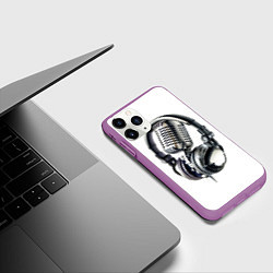 Чехол iPhone 11 Pro матовый Диджей, цвет: 3D-фиолетовый — фото 2