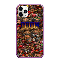 Чехол iPhone 11 Pro матовый DOOM: Pixel Monsters, цвет: 3D-фиолетовый