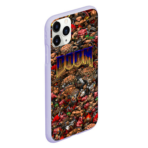 Чехол iPhone 11 Pro матовый DOOM: Pixel Monsters / 3D-Светло-сиреневый – фото 2