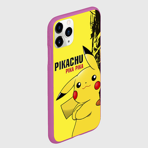Чехол iPhone 11 Pro матовый Pikachu Pika Pika / 3D-Фиолетовый – фото 2