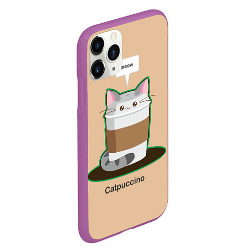 Чехол iPhone 11 Pro матовый Catpuccino / 3D-Фиолетовый – фото 2