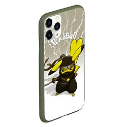 Чехол iPhone 11 Pro матовый Pikachu, цвет: 3D-темно-зеленый — фото 2