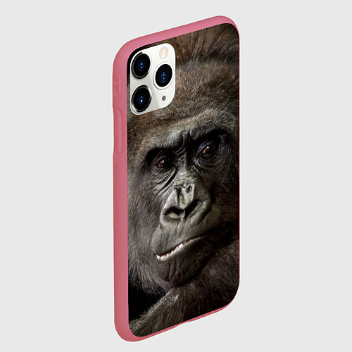 Чехол iPhone 11 Pro матовый Глаза гориллы / 3D-Малиновый – фото 2