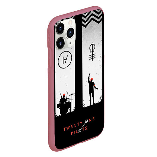 Чехол iPhone 11 Pro матовый Twenty One Pilots: Lines / 3D-Малиновый – фото 2