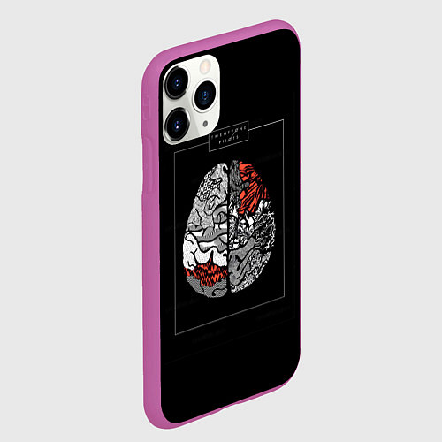 Чехол iPhone 11 Pro матовый Twenty one pilots: brain / 3D-Фиолетовый – фото 2