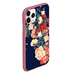 Чехол iPhone 11 Pro матовый Fashion flowers, цвет: 3D-малиновый — фото 2