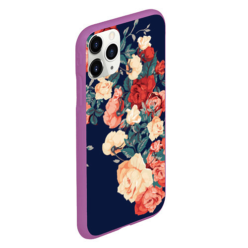 Чехол iPhone 11 Pro матовый Fashion flowers / 3D-Фиолетовый – фото 2