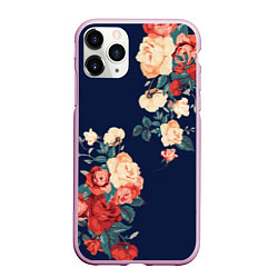 Чехол iPhone 11 Pro матовый Fashion flowers, цвет: 3D-розовый