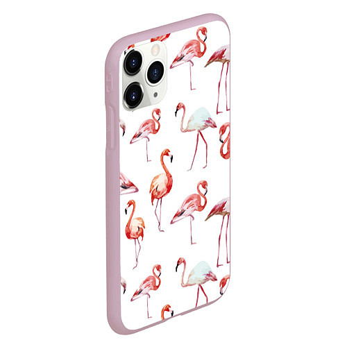 Чехол iPhone 11 Pro матовый Действия фламинго / 3D-Розовый – фото 2