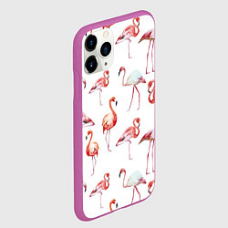 Чехол iPhone 11 Pro матовый Действия фламинго, цвет: 3D-фиолетовый — фото 2