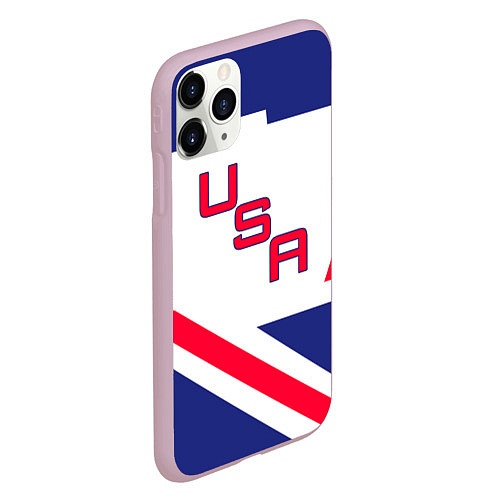 Чехол iPhone 11 Pro матовый Сборная USA: домашняя форма / 3D-Розовый – фото 2