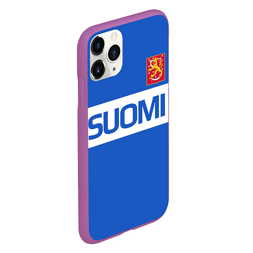 Чехол iPhone 11 Pro матовый Сборная Финляндии: домашняя форма / 3D-Фиолетовый – фото 2